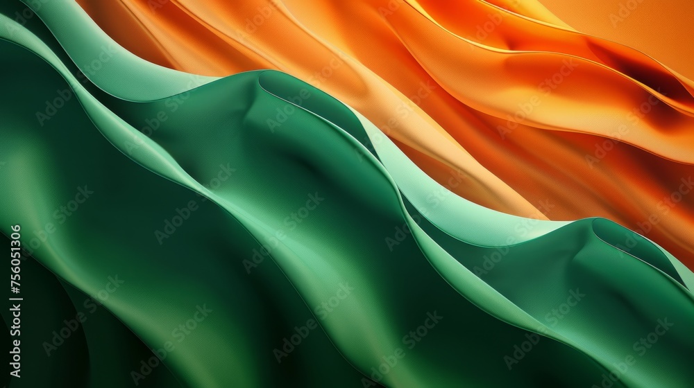 green and orange wavy background generative ai