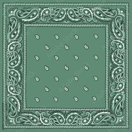 Vintage Jade Green Bandana Square Print