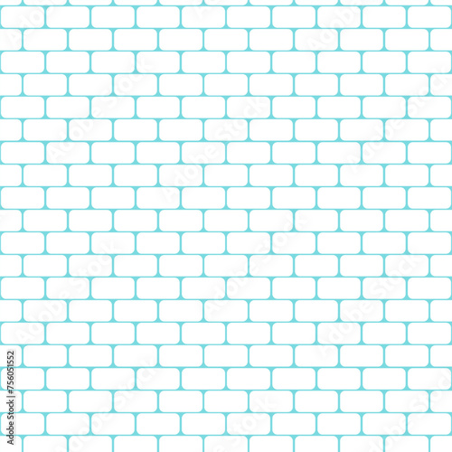 Flat Brick Wall Bathroom Seamless Pattern. Vector Illustration of Tile Background. (ID: 756051552)