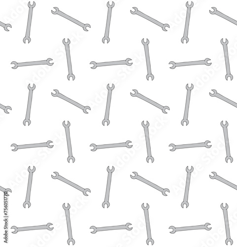 Vector seamless pattern of hand drawn doodle sketch colored wrench isolated on white background