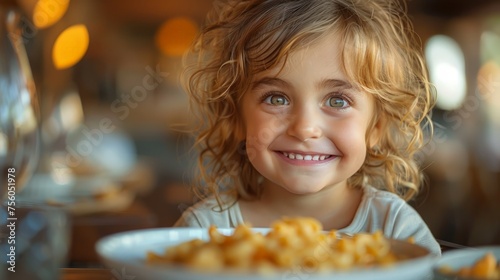 Little Girl Eating at Table