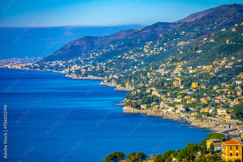 Panoramic View of Santa Margherita Ligure Coastline, Italy
