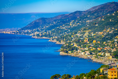Panoramic View of Santa Margherita Ligure Coastline, Italy