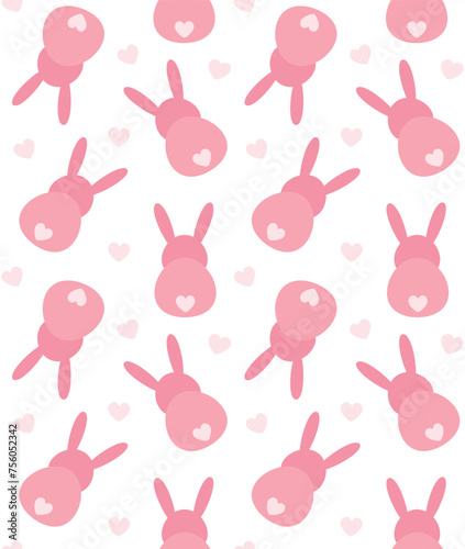 Vector seamless pattern of bunny rabbit back isolated on white background