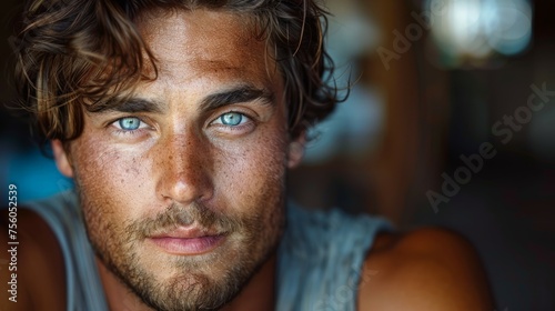 Close Up of Man With Blue Eyes