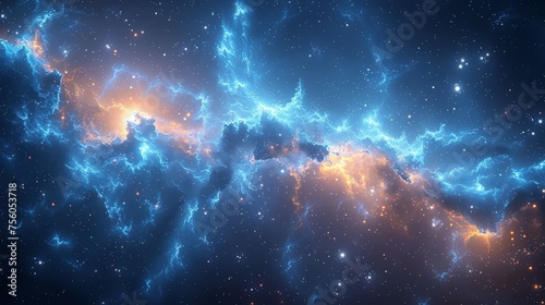 Blue and Yellow Star-Filled Space