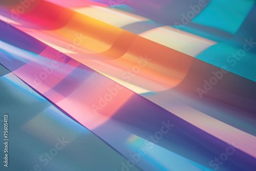 A creative abstract pattern of layered paper waves in a gradient of vibrant colors..The soft curves and bright hues of folded paper create a dynamic visual texture, abstract colorful backgground photo