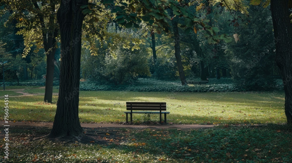 park with an empty bench in the middle generative ai park with an empty bench in the middle generative ai
