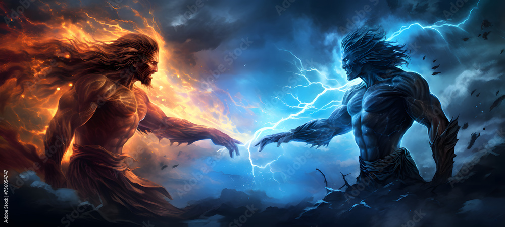 Fototapeta premium Devil Vs God, ai generative