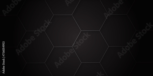Abstract background with hexagon and black hexagonal background design. luxury geometric black pattern mesh cell texture. dark gray honeycomb texture background. geometric patterns drop shadow. © Arte Acuático