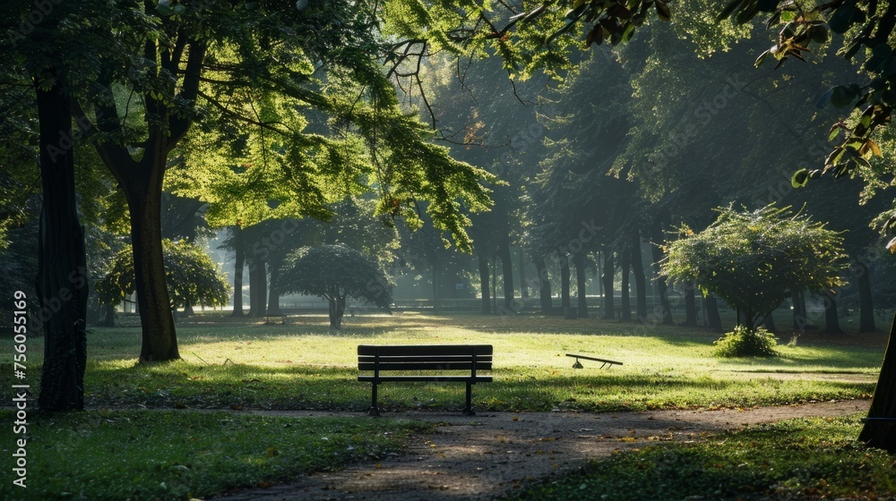 park with an empty bench in the middle generative ai park with an empty bench in the middle generative ai