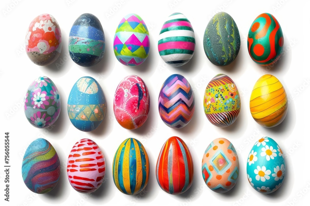 Vibrant easter egg collection Featuring an array of colors and patterns for a festive celebration