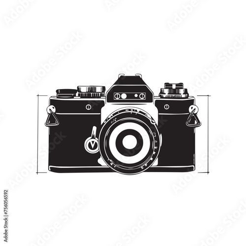 Foto camera in cartoon, doodle style. Image for t-shirt, web, mobile apps and ui. Isolated 2d vector illustration in logo, icon, sketch style, Eps 10. AI Generative