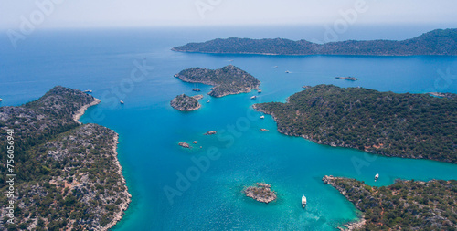 Aerial view of Kekova Bay with beautiful turquoise water. © chocolatefather