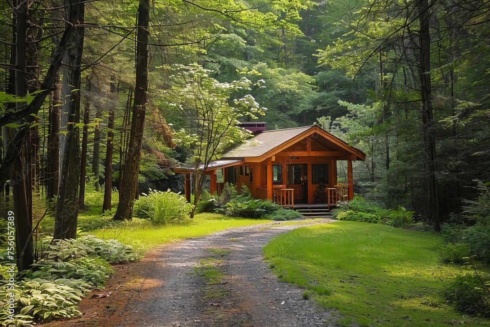 Meditative forest retreat offering a sanctuary for mindfulness and connection with nature Emphasizing serenity and introspection Meditative forest retreat offering a sanctuary for mindfulness and connection with nature Emphasizing serenity and introspection