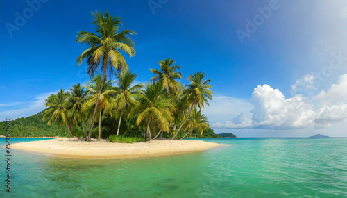 Egzotyczny krajobraz morski. Palmy, wakacje i relaks © Iwona