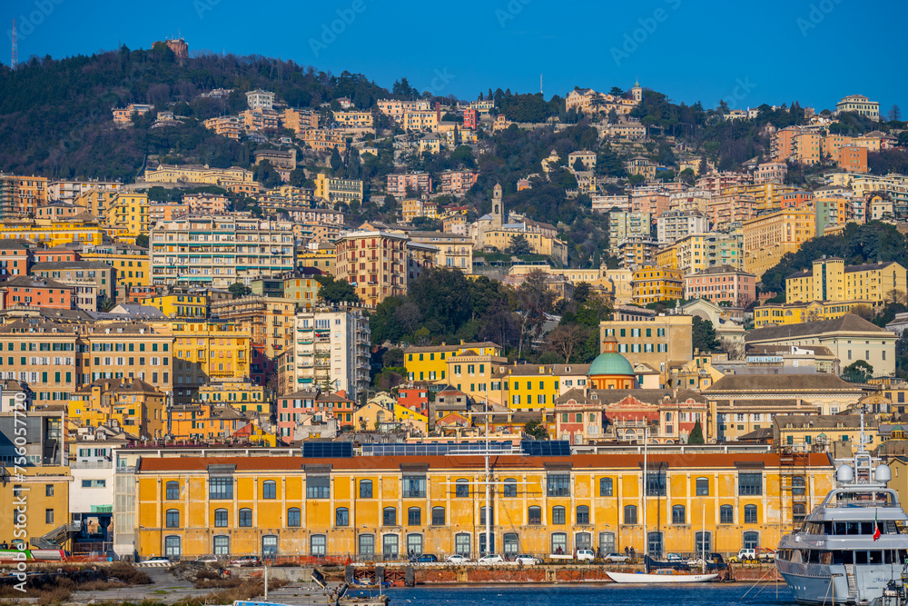 Terraced Hillside and Waterfront Architecture of Genoa, Italy