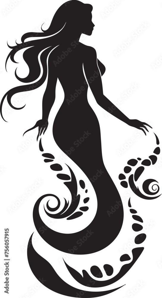Oceanic Overture Mermaid Vector Logo Extravaganza Enchanting Essence Vector Logo Featuring a Graceful Mermaid