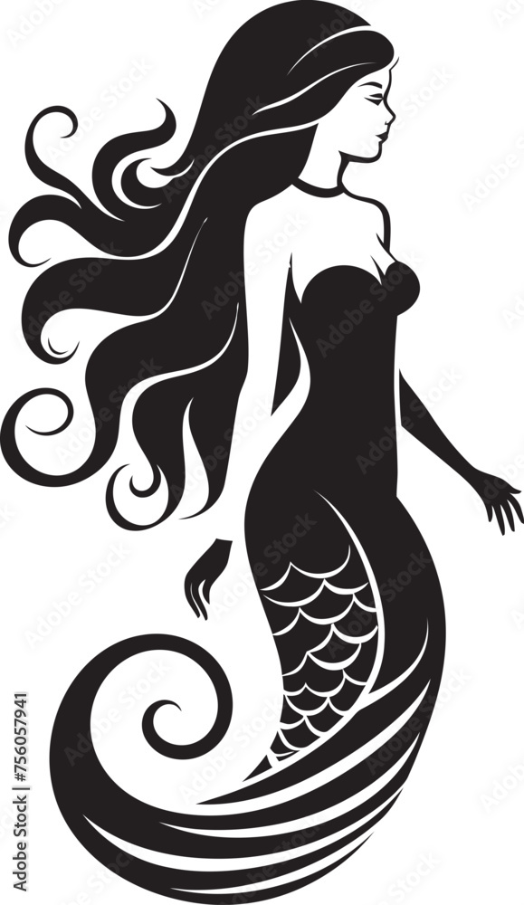 Poseidons Palette Mermaid Vector Logo Wonder Enchanted Undercurrent Vector Logo Featuring a Beautiful Mermaid