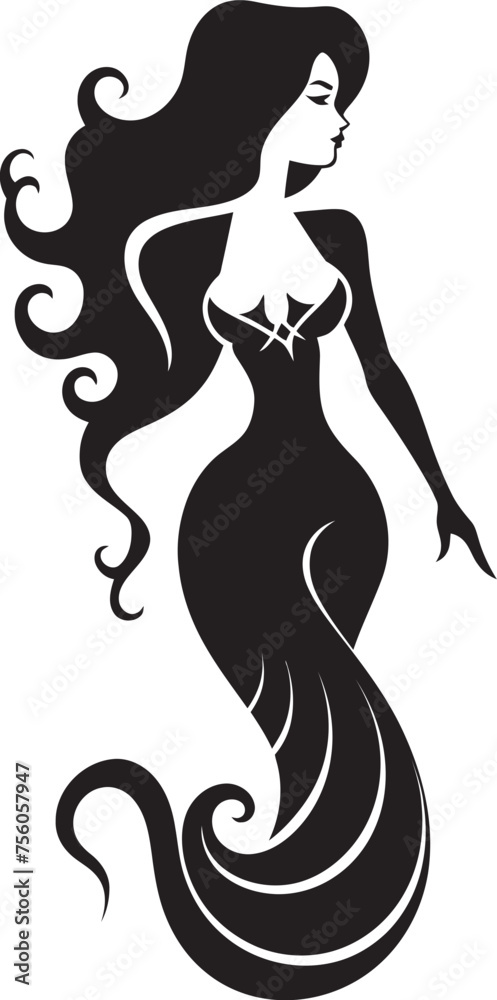 Marine Muse Vector Logo Featuring a Beautiful Mermaid Ephemeral Elegance Mermaid Vector Logo Delight