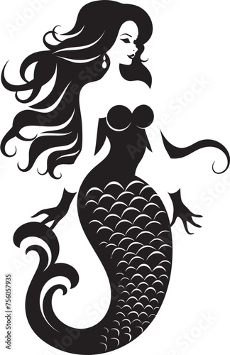 Aqua Aria Mermaid Vector Logo in Sublime Splendor Sapphire Sonata Vector Logo with Enchanting Mermaid