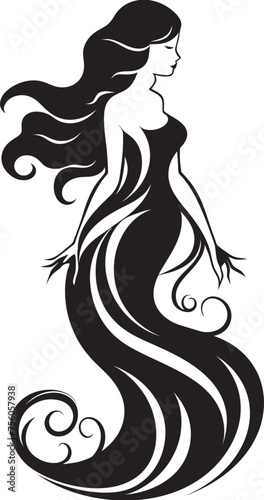 Majestic Marine Muse Vector Logo of a Beautiful Mermaid Cerulean Cascade Mermaid Vector Logo in Oceanic Bliss