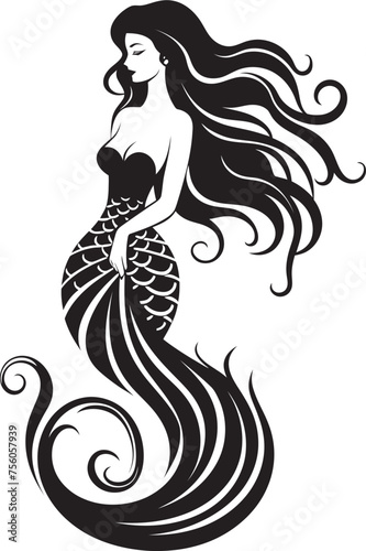 Enchanted Undercurrent Vector Logo Featuring a Beautiful Mermaid Abyssal Amour Mermaid Vector Logo Brilliance