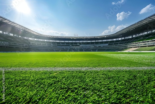 Stadium with lush green grass Ready for a soccer match Symbolizing sportsmanship Competition And the excitement of team sports