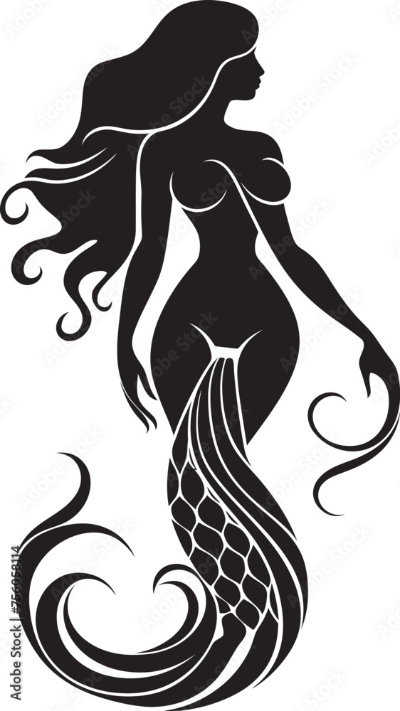 Majestic Marine Melody Mermaid Vector Icon Delight Coral Cascade Vector Mermaid Logo Splendor