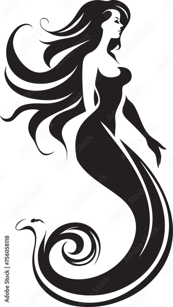 Oceanic Odyssey Serene Mermaid Vector Emblem Aquatic Allegory Mermaid Vector Icon Elegance Oceanic Odyssey Serene Mermaid Vector Emblem Aquatic Allegory Mermaid Vector Icon Elegance