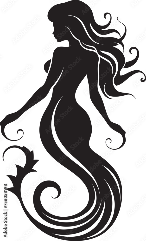 Aquatic Allure Vector Mermaid Logo Whimsical Waters Mermaid Emblem Design