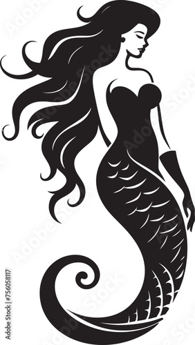 Luminous Leviathan Elegant Mermaid Vector Logo Ethereal Elegance Mermaid Vector Emblem