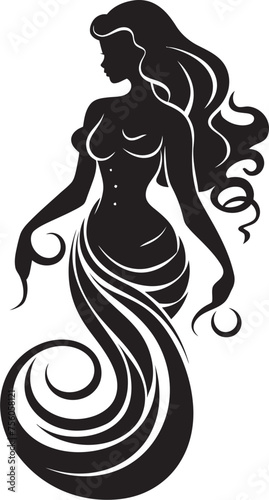 Tridents Tranquility Mermaid Vector Logo Serenity Majestic Marine Melody Mermaid Vector Icon Delight