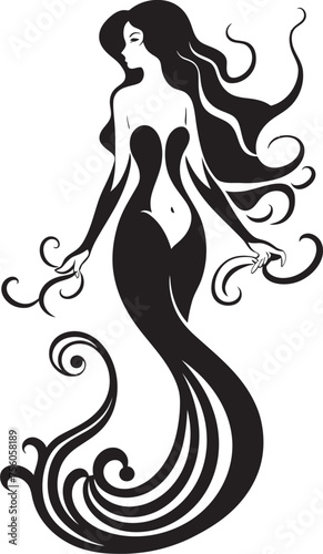 Tranquil Tidal Temptress Vector Mermaid Logo Splendor Sapphire Siren Vector Logo with Enchanting Mermaid