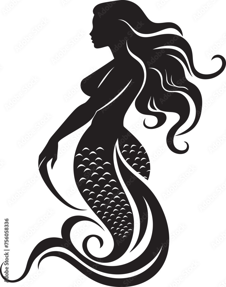Nautical Nymph Mermaid Vector Logo Enchantment Sapphire Sylph Vector Mermaid Logo in Oceanic Bliss
