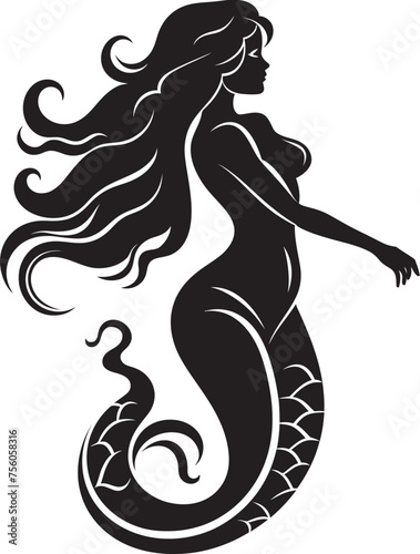 Majestic Mermaid Melody Vector Logo in Aquatic Splendor Aqua Aria Mermaid Vector Logo with Lustrous Beauty