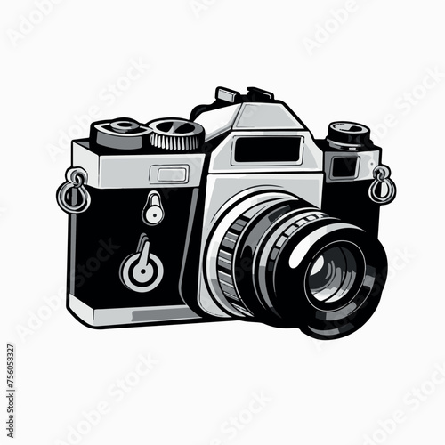 Foto camera in cartoon, doodle style. Image for t-shirt, web, mobile apps and ui. Isolated 2d vector illustration in logo, icon, sketch style, Eps 10. AI Generative