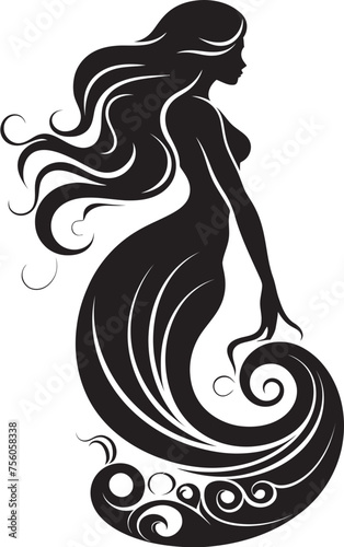Oceanic Opulence Mermaid Vector Logo Symphony Tranquil Tides Vector Logo Featuring a Beautiful Mermaid
