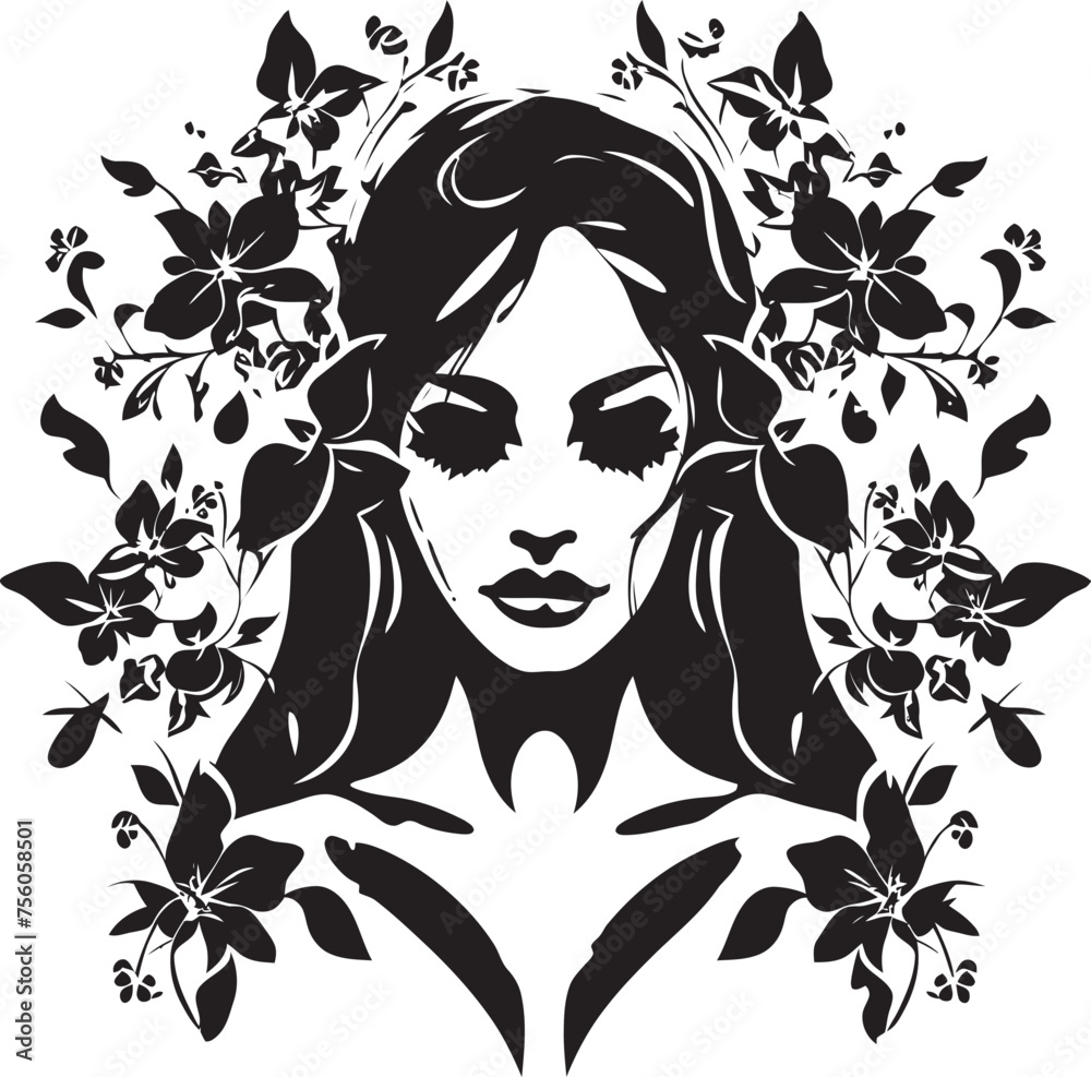 Whimsical Garden Floral Witch Vector Design Blossoming Sorcery Beautiful Witch Icon Whimsical Garden Floral Witch Vector Design Blossoming Sorcery Beautiful Witch Icon