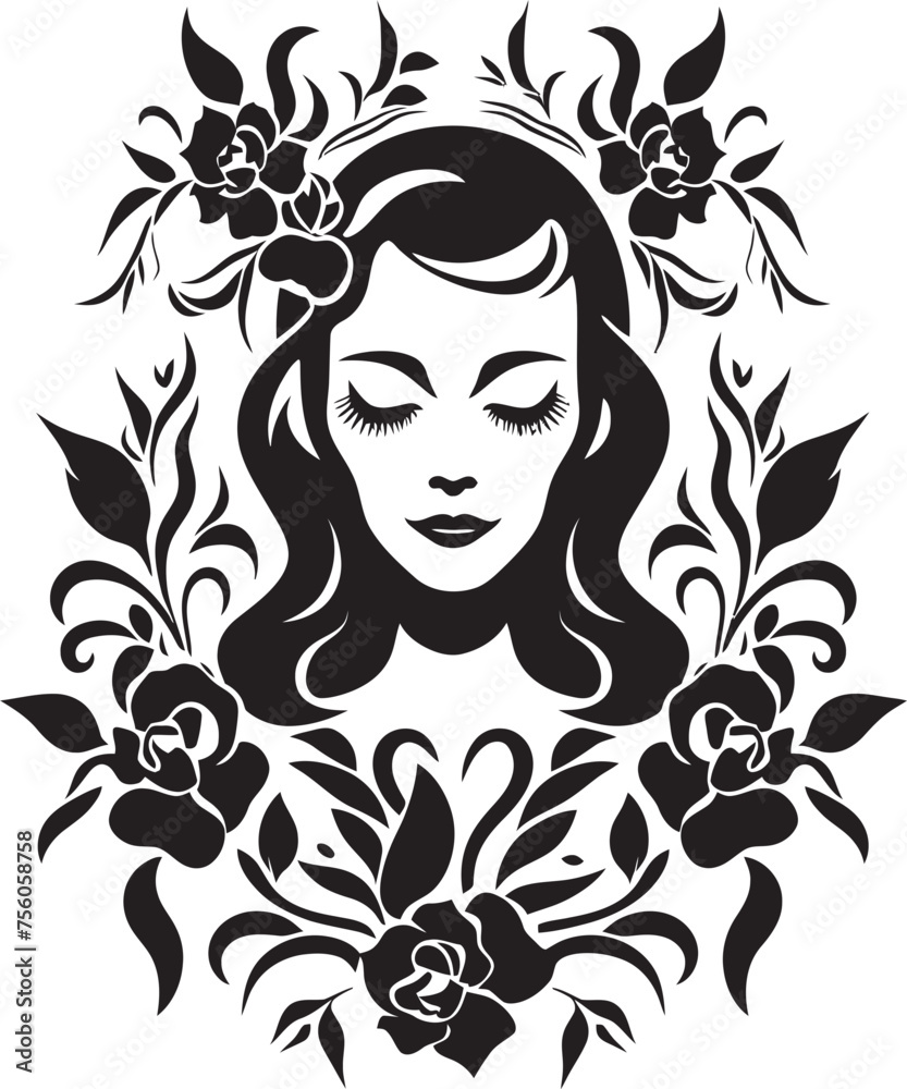 Floral Sorceress Beautiful Witch Vector Symbol Witchy Violets Floral Vector Logo Design Floral Sorceress Beautiful Witch Vector Symbol Witchy Violets Floral Vector Logo Design