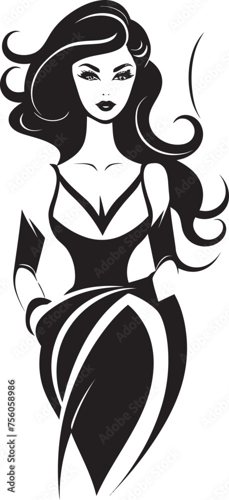 Corporate Queen Working Woman Icon Emblem Executive Elegance Beautiful Woman Mascot
