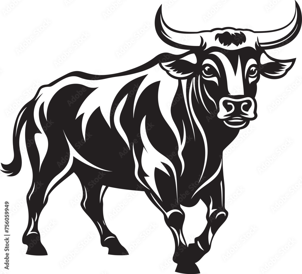 Cartoon Charge Cartoon Bull Icon Design Whimsical Wanderer Bull Vector Logo Creation