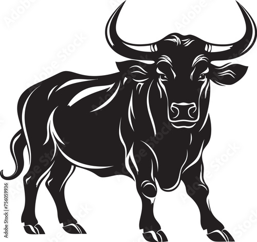 Brawny Beast Cartoon Bull Logo Illustration Bold Bull Charge Full Body Vector Design