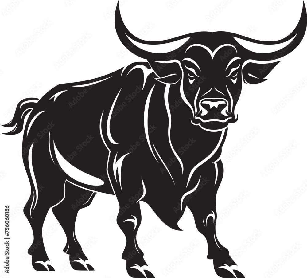 Bold Boisterous Full bodied Bull Vector Illustration Cheerful Charge Cartoon Bull Icon Emblem