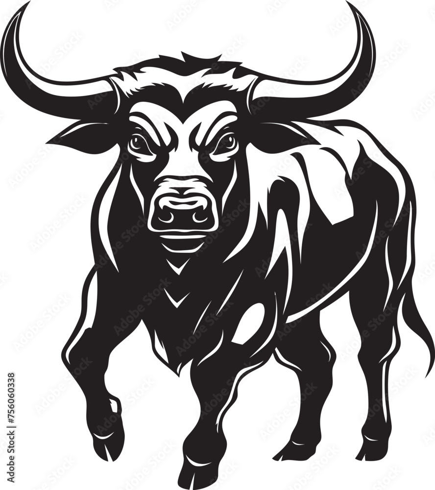 Fototapeta premium Bullish Brilliance Full Body Cartoon Logo Charging Champion Bull Vector Icon Design