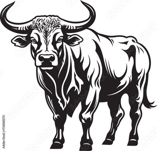 Whimsical Whiskers Bull Vector Logo Creation Dynamic Taurus Cartoon Full Body Bull Icon