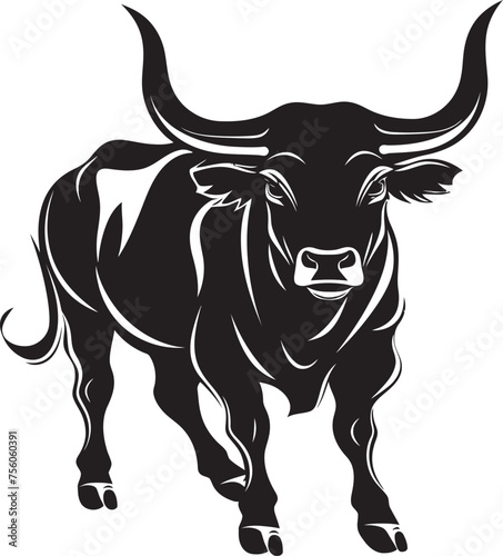 Brawny Beast Cartoon Bull Icon Design Bold Bull Charge Full Body Vector Illustration
