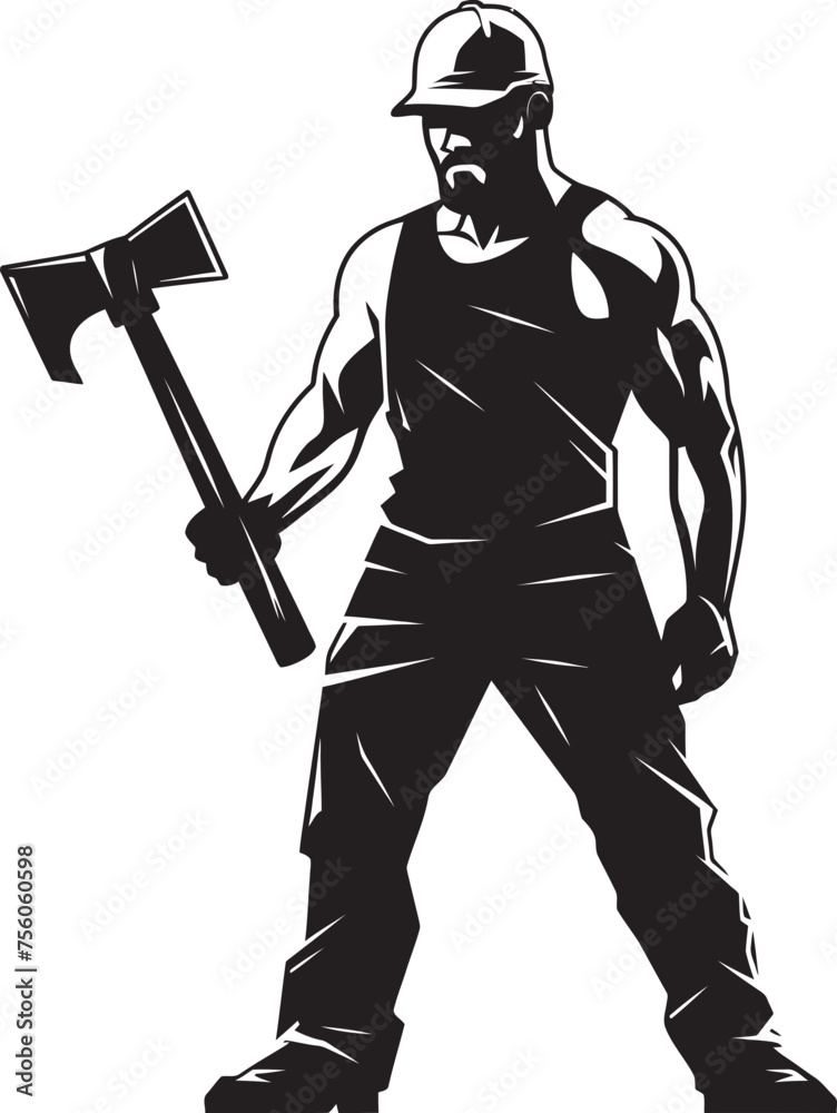 Blueprint Basher Iconic Construction Worker Design Hard Hat Hero Hammer Wielding Worker Emblem Blueprint Basher Iconic Construction Worker Design Hard Hat Hero Hammer Wielding Worker Emblem