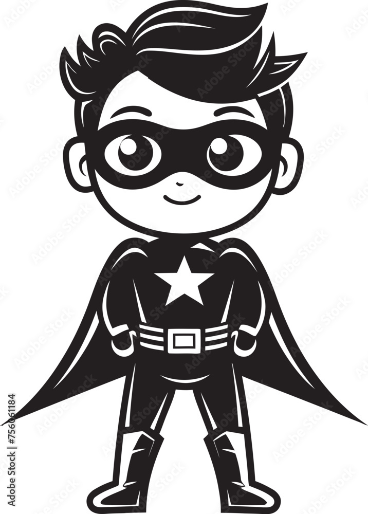Heroic Whimsy Adorable Superhero Icon Design Tiny Titan Cute Superhero Emblem