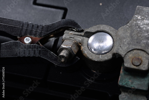car battery terminals detailed photo